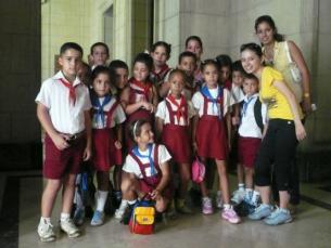 Happy Cuban children get free education provided by the state