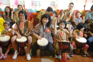 members were happy to play the drums with their families