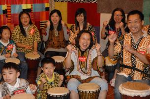 members were happy to play the drums with their families