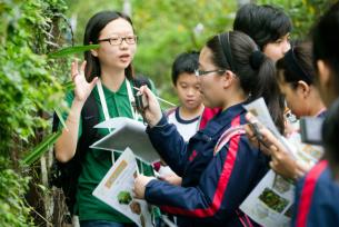 Guided tour participants learn about the ecology
