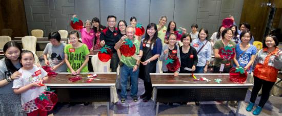 Members and relatives at the Sky Lantern workshop and Moon Cake tasting